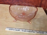 Vintage Pink Depression Glass Serving Bowl 8?