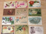 Lot of 12 Early 1900s Post cards including leather card