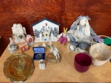Seasonal decor, angels, rabbits, figurines plus
