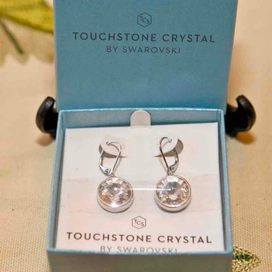 Touchstone Crystal by Swarovski Lulu Earrings Crystal Lulu earrings, clear crystal, rhodium plating,
