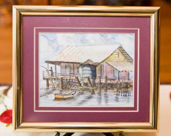 River House Water Color Painting Unique water color house on a riverfront. Frame dimensions 6?