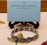 Touchstone Crystal by Swarovski Bracelet Sedona stretch bracelet, black diamond crystal, oxidized