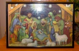 Christmas Manger Scene Jigsaw Puzzle Art Unique framed jigsaw puzzle with nativity scene. Used and