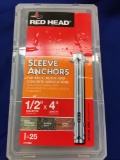 Red Head Sleeve Anchor 1/2?x4? qty 25