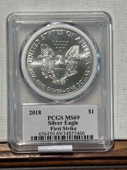 2018 Silver Eagle PCGS MS69 First Strike