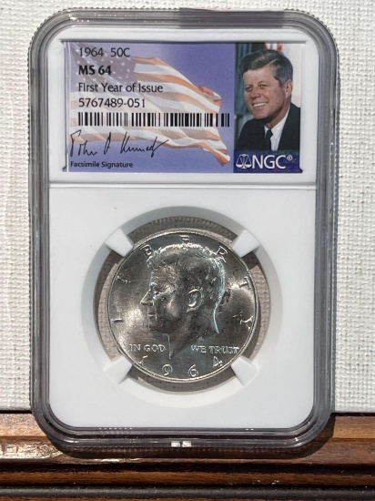1964 Kennedy Silver Half Dollar NGC MS64 first year issue