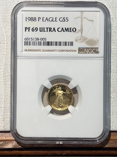 Gold 1988P Eagle$5 Gold PF69 Ultra Cameo