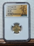 GOLD 2018 Eagle $5 Gold NGC MS70 First day issue