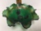 Fenton Carnival Glass BOWL ! Green Grape & Cable ruffled 3 footed