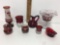 Lot of 8 Red glass Souvenir Wisconsin and Iowa