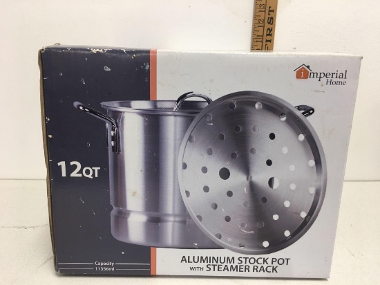 Aluminum stock pot with steamer rack 12 qt