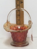 Basket-ware carnival glass basket 6-1/2? tall
