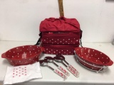 Casserole Polka Dot Ovenware Trivet Carrier Lid Insulated Tote Temptations