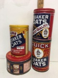 Vintage Quaker Oats Tins Cans