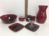 Ruby Squat Vase , plates and more