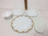 Vintage Egg Dish Milk Glass Gold Trim and more