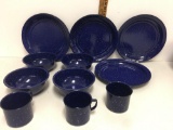 Blue Speckled ENAMELWARE SET ~ Plate, Bowl, Cup ~ CAMPING/RV