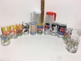 Vintage Tang Anchor Hocking Glass Pitcher / lot of Glasses