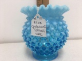 blue opalescent compote vase