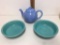 LIPTON TEA SMALL BLUE CERAMIC TEA POT and Fiesta bowl?s