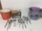 Lot of Community spoons, forks , corona bucket, vintage creamery butter box and more