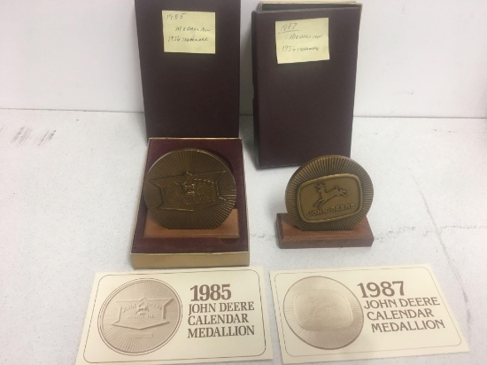 2x-John Deere 1985 Medallion 1936 Trademark and John Deere 1987 Medallion 1956 Trademark