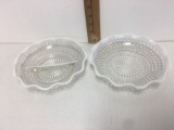 Opalescent White Hobnail Divided Dish