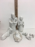 Fish W weld 88 7 Pc White Bisque porcelain nativity 12? tall