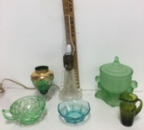 vintage electric lamp 13-1/2? and more Green glass