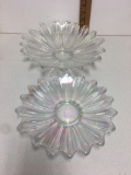 VTG 2 Pc. Set Federal Iridescent Sunflower Clear Crystal Bowls 11