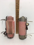 Vintage Art Deco Pink Frosted Glass Bullet Lamps