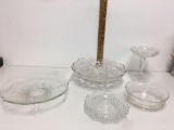 Brilliant Glass Hobstar Criss-Cross Sawtooth Vintage Centerpiece Dish Bowl Clear and more
