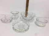 Vtg Open Lace Lattice Crochet Edge Glass Bowl Dish Frosted Fruit Base Imperial and more