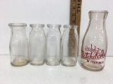 Vintage Meadow gold bottles and Batchelor's Better Milk Bottle, Round 1 Pint
