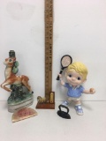 Vintage Horse thermometer with Wood Base and Bishoff Cherry products of Italy empty bottle