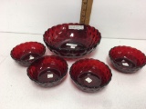 Vintage Royal Ruby bubble berry bowls set of 5