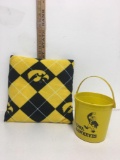 Iowa Hawkeyes Autographed Bucket and Cushion 12?x12?