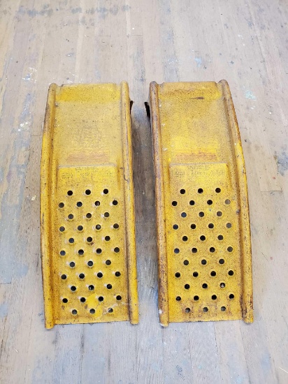 2 Yellow Metal Car Ramps
