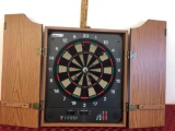 Vintage Electronic Dart Board with Cabinet