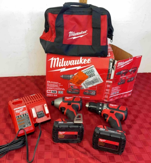 Milwaukee M18 Compact brushless 2 tool combo kit with 2 batteries and charger