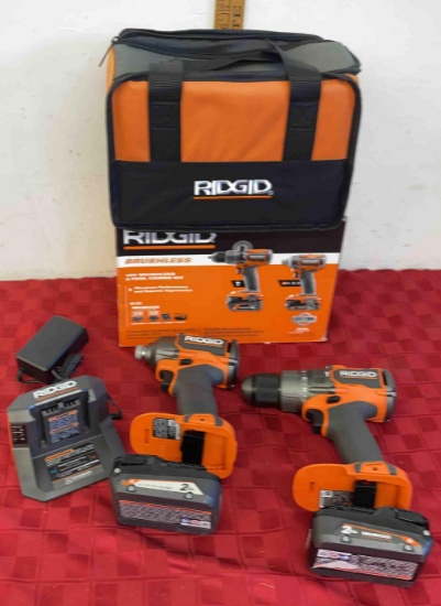 Ridgid 18V Compact brushless 2 tool combo kit with 2 batteries and charger