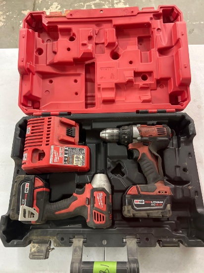 Milwaukee 18v Set with Impact and Drill, 2 5.0 batteries and charger