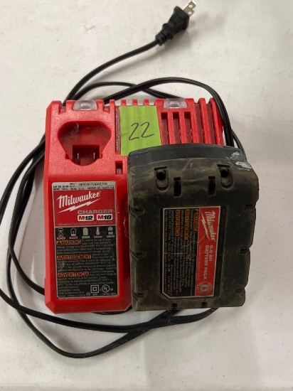 Milwaukee M18 5.0 battery and charger