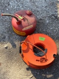 Gas can and extension cord reel with extension cord