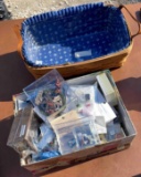 box full of miniatures and longaberger basket