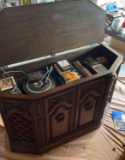 vintage record player& eight track player - eight tracks and records included