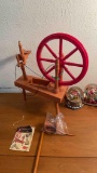 snow globes & vintage little spinning wheel- unsure if complete