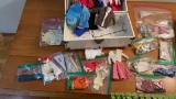 vintage Barbie outfits in chest- many researched and labeled