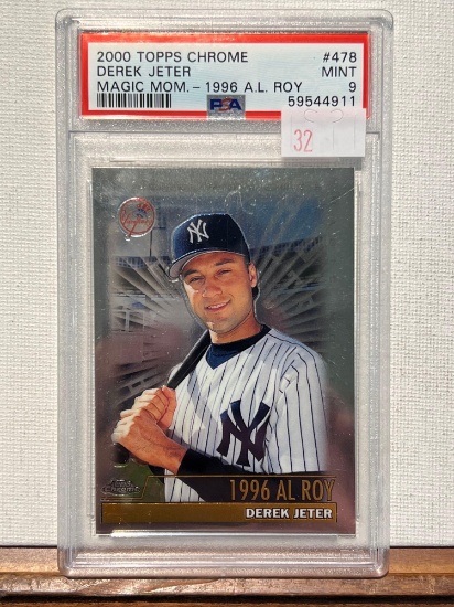 2000 TOPPS CHROME DEREK JETER MAGIC MOM. - 1996 A.L. ROY PSA 9