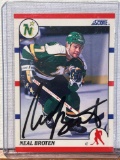 1990 Score Neal Broten autograph card